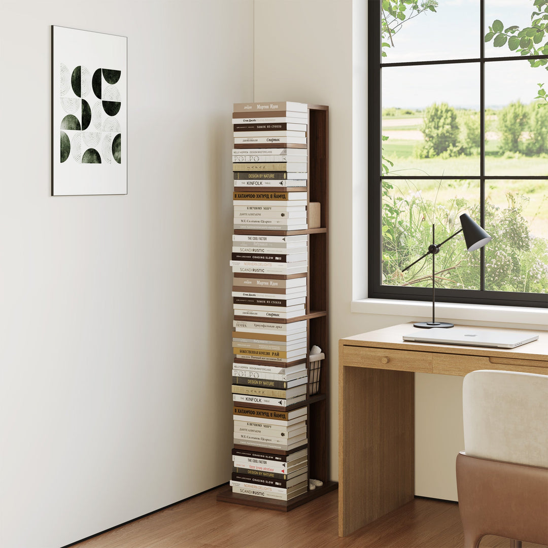 RAZU Chiaroscuro Series Mirage Estante Vertical Invisível Plywood Nogueira 9 Prateleiras