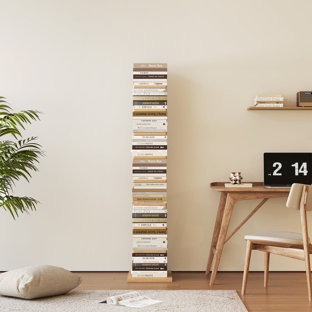RAZU Mirage Estante Invisível Vertical Giratória 360° Painel de Partículas Natural 9 Prateleiras