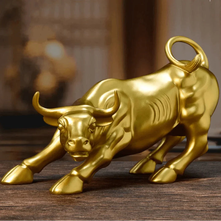 Escultura Touro de Wall Street Dourado - Razu