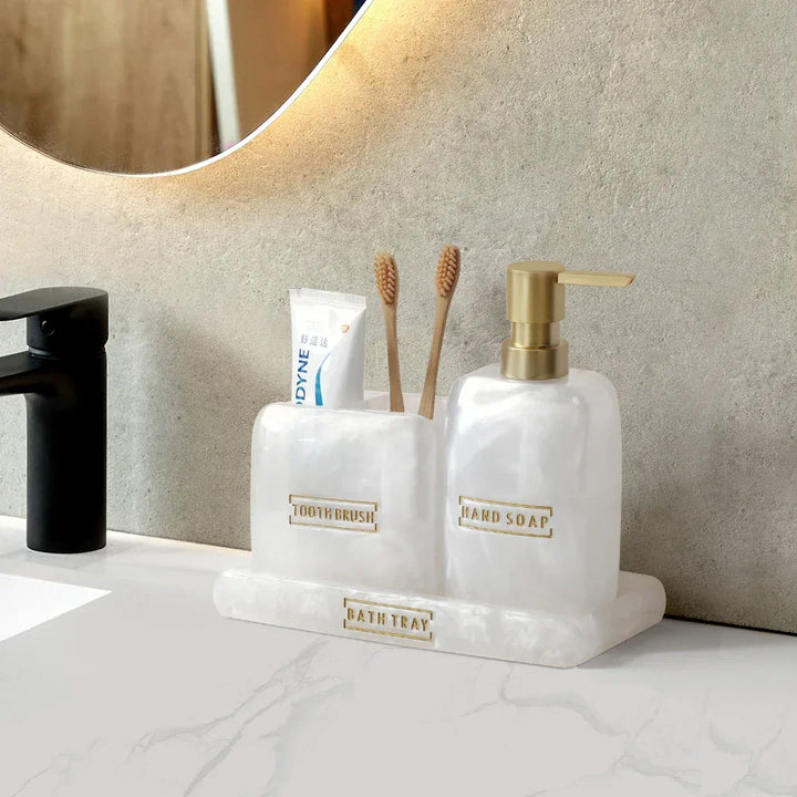 Kit Dispenser Para banheiro Branco Perolado - Tazzi